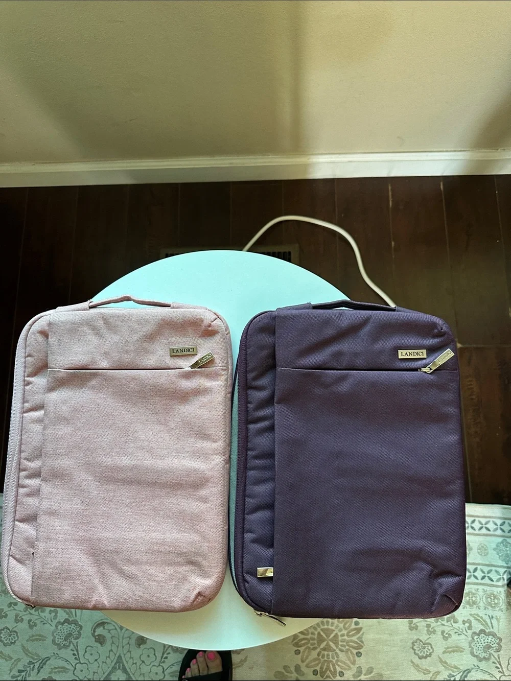 Laptop Bag in Light Pink and purple - Dual Laptop Sleeve with Front Zip